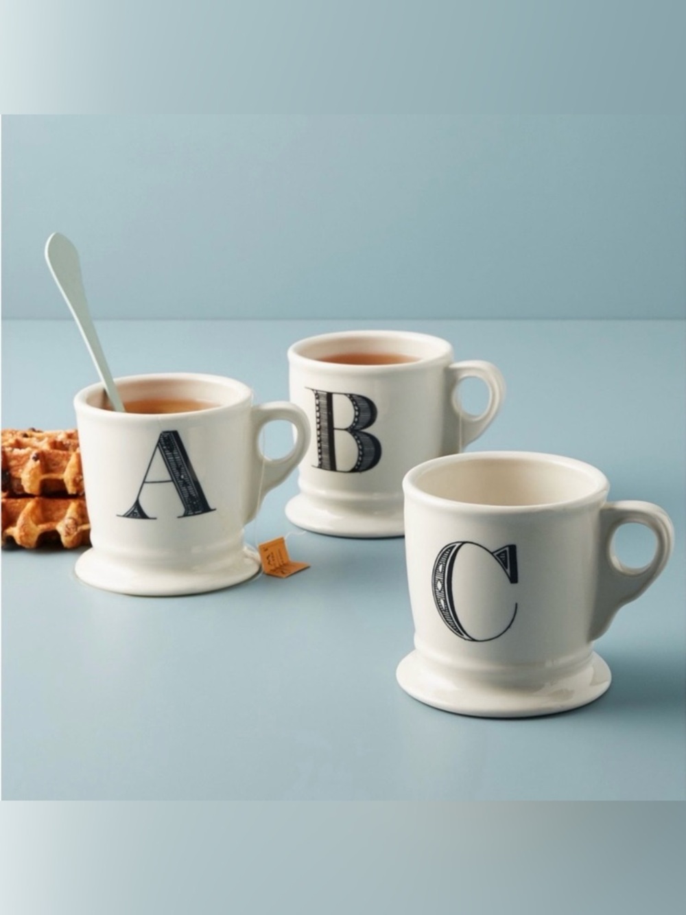 Anthropologie S Letter Monogram Initial Coffee Mug NWT Cream Black - Picture 8 of 9